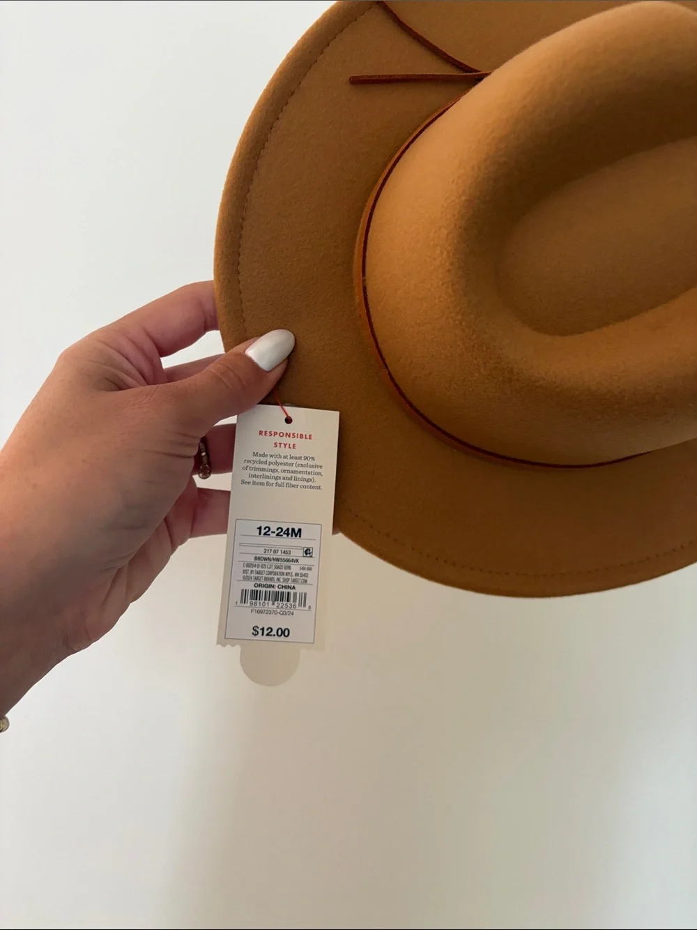 Cat & Jack Kids Camel/Tan Felt Fedora Hat - 12-24 months NWT